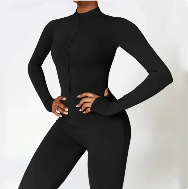 Flex Fit Women's Warm Zippered Yoga Bodysuit - Bellarte Enchanté Flex Fit Women's Warm Zippered Yoga Bodysuit